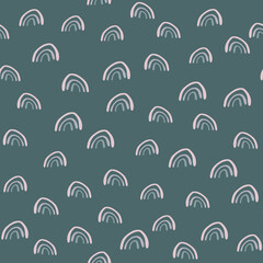 Simple random rainbow seamless pattern. Scandinavian style.