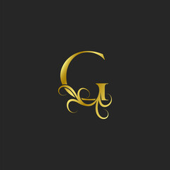 Golden G Letter Luxury logo icon. Ornate typographic vector design for decorative lettering