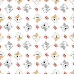 Seamless cute cat cartoon, cat pattern template for textile or background