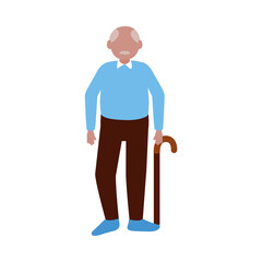 Grandfather avatar old man with stick vector design
