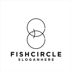 circle fish logo line symbol minimalist sign vector icon