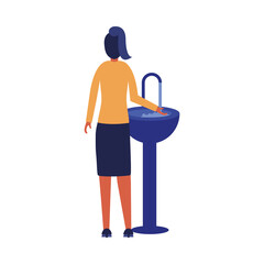 Fototapeta premium Woman washing her hands on water tap vector design