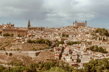 Fototapeta na wymiar Toledo medieval city panoramic view, Spain