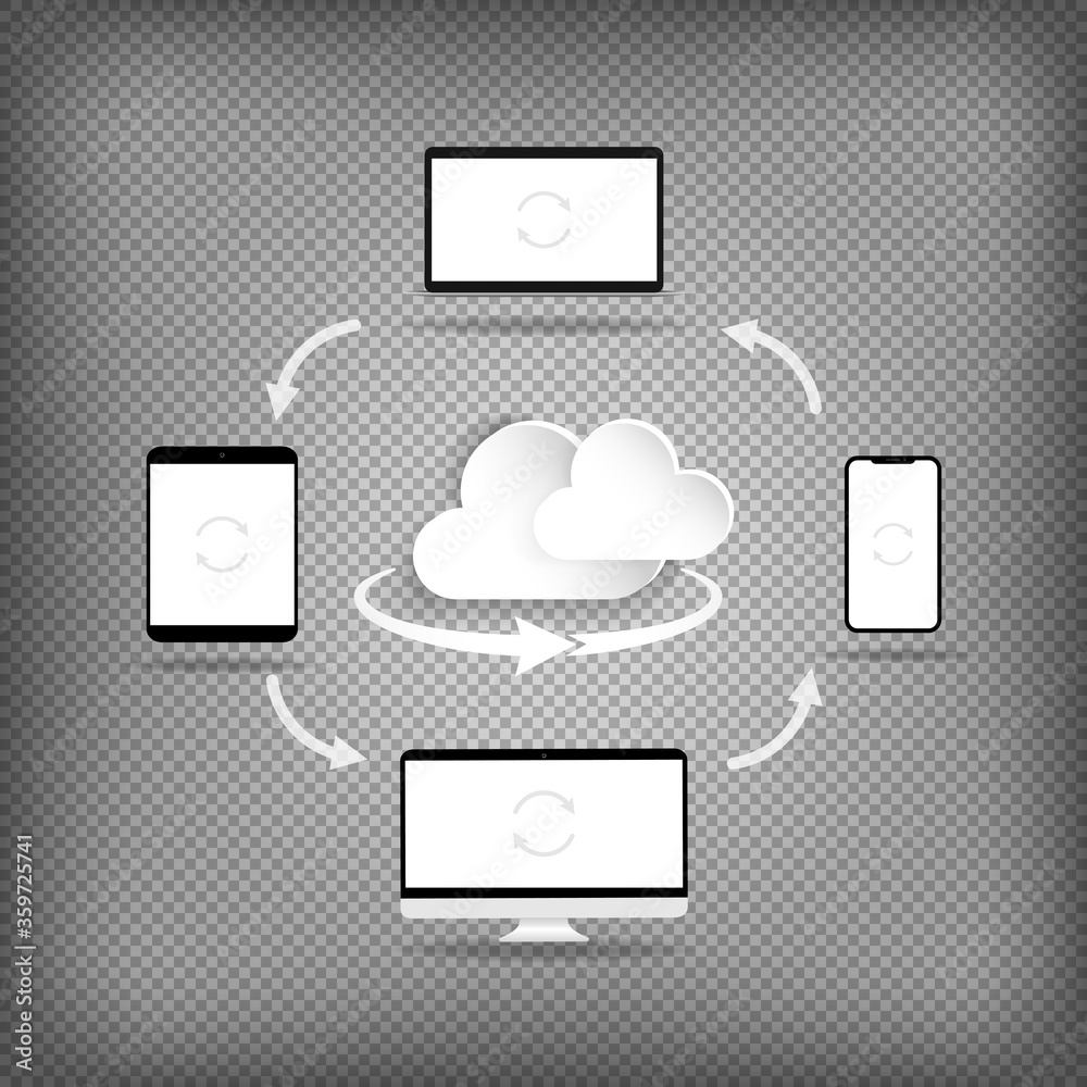 Poster cloud computing technology users network configuration. exchange of information between different de