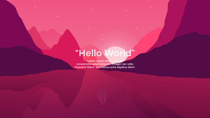 Premium vector banners with polygonal landscape illustration background