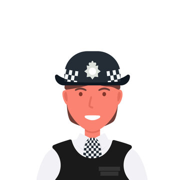 UK police woman officer character icon. Clipart image isolated on white background