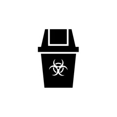 Biomedical waste bin glyph icon. Clipart image isolated on white background