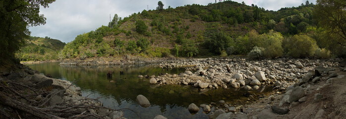 Fototapeta na wymiar River Rio Mao in Ribeira Sacra in Galicia,Spain,Europe 