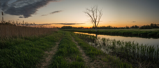 sunset over the river