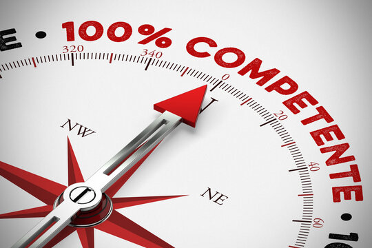 Pfeil zeigt auf 100% Competente / 100% Kompetenz