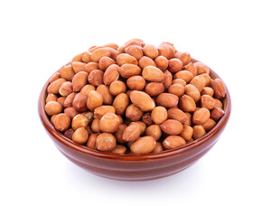 peanuts in bowl isolated on the white background