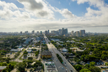 Fototapeta na wymiar Aerial photo Downtown Fort Lauderdale Florida seen from west Broward Boulevard