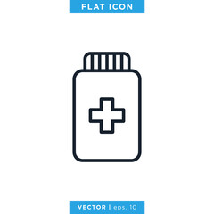 Fototapeta premium Medicine Bottle Icon Vector Design Template. Prescription Drug Bottle Sign or Symbol.