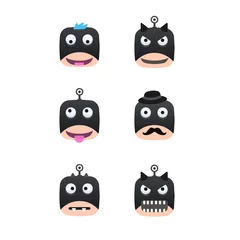 Fotobehang Bat emoticons with different emotions icon. 6 kinds of vector smileys. © Dsgnteam