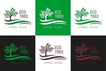 Tree icon concept of a stylized tree with leaves, lends itself to being used with text
