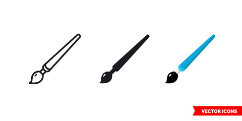 Brush icon of 3 types. Isolated vector sign symbol.