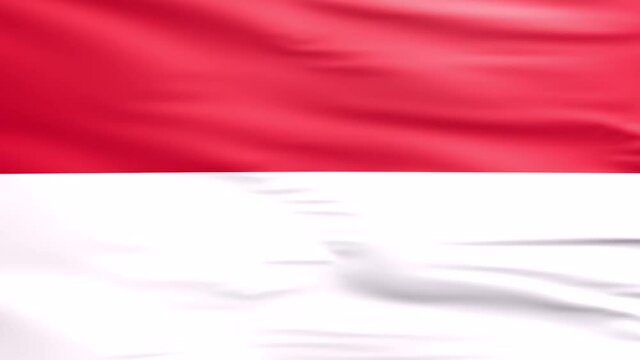 Waving flag. National flag of Indonesia. Realistic 3D animation