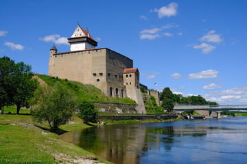Fototapeta na wymiar Hermann Fortress and Narva Castle, Narva, Estonia
