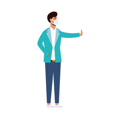 Man with medical mask vector design