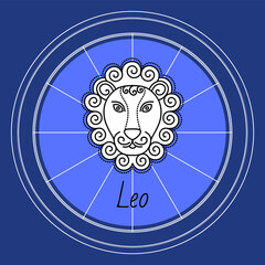 Leo sign of horoscope, design of astrological element. Nemean lion image in sketchy manner. Western zodiac symbol with fixed modality for people born in july and august. Vector in flat style