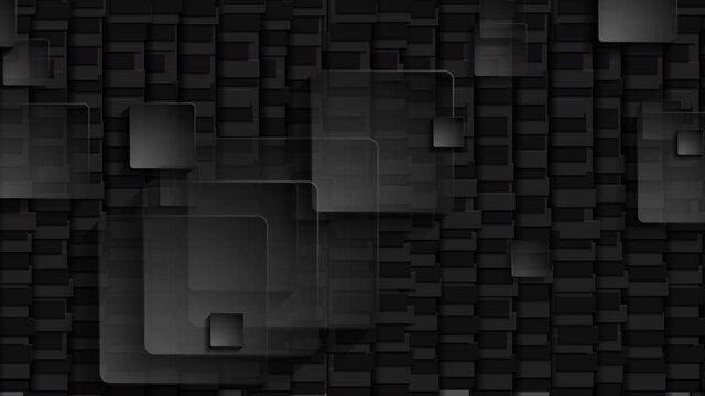 Black transparent squares on dark mosaic background. Abstract technology modern motion design. Seamless looping. Video animation Ultra HD 4K 3840x2160