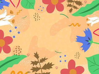 Summer meadow - Hand drawn abstract floral background