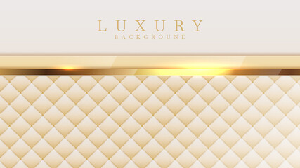 Luxury golden line background with Leather seat mustard shades in 3d abstract style. Illustration from vector about modern template deluxe design.