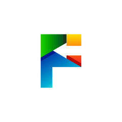 letter F and arrow with gradient style for your business