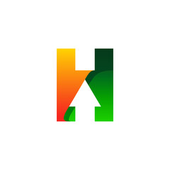 letter H and arrow with gradient style for your business