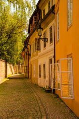 Fototapeta na wymiar Narrow street in the centre of Prague