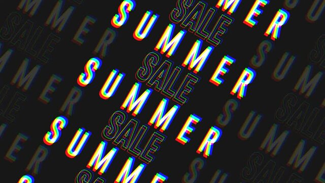 Summer sale typography loop animation on transparent background.Horizontal and Vertical  retro style stock footage. Alpha channel. 