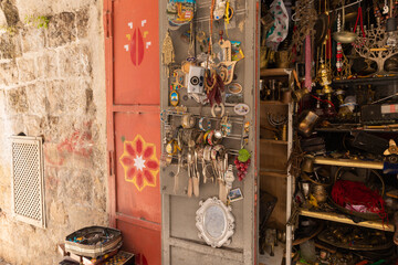 Junk shop in the Arab Quarter in the old city of Jerusalem, Israel