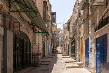Old buildings in the area of the Arab Quarter in the old city of Jerusalem, Israel