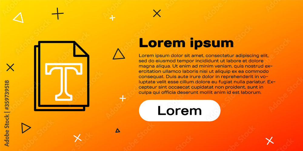Fototapete line text file document icon isolated on yellow background. colorful outline concept. vector illustr