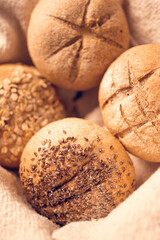 Homemade bread on a rustic background. Fresh Bakery. Freshly baked bread.