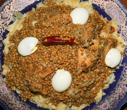 Chicken rfissa - moroccan dish.
