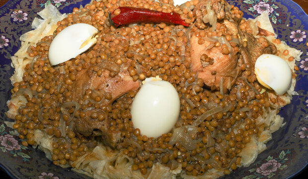 Chicken rfissa - moroccan dish.