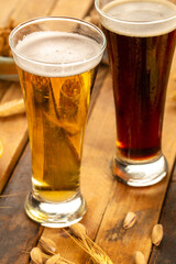 Cold beer in glasses 