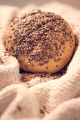 Homemade bread on a rustic background. Fresh Bakery. Freshly baked bread.