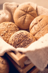Homemade bread on a rustic background. Fresh Bakery. Freshly baked bread.