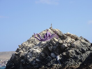 Giant octopus statue on the beach of Ilo (Peru)
