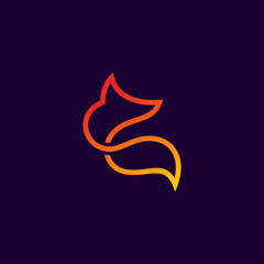 Fototapeta na wymiar fox with lineart style logo design
