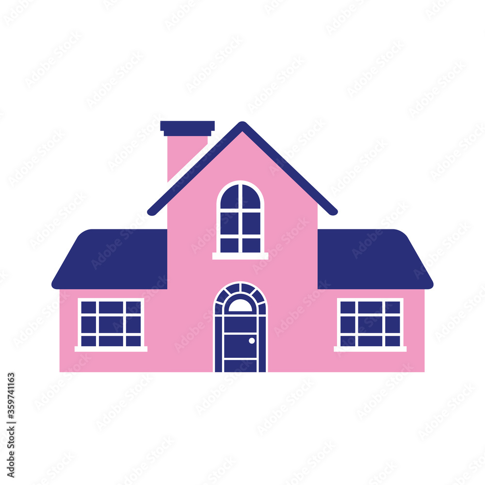 Sticker Isolated house with windows and door vector design