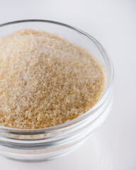 natural animal gelatin on white acrylic background