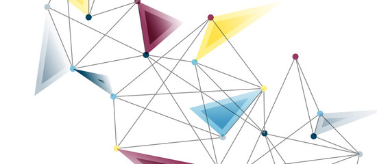 Line points connections, triangular technology design. Abstract geometric background