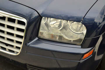 A Vehicle Headlight Closeup View