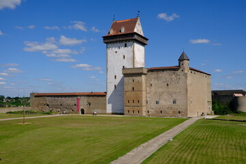 Fototapeta na wymiar Hermann Castle and Narva Fortress, Narva, Estonia