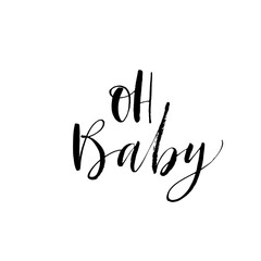 Fototapeta premium Oh Baby card. Hand drawn brush style modern calligraphy. Vector illustration of handwritten lettering. 