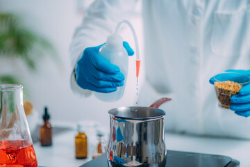 Woman Preparing Cosmetic Beauty Cream in Lab