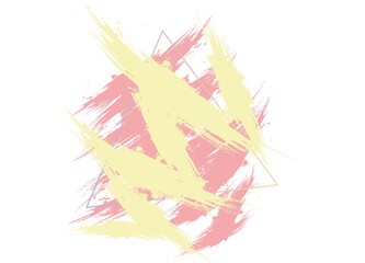 Abstract background: triangle and pink, yellow brush strokes.